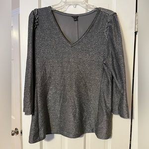 Ann Taylor gray sparkly shirt size large